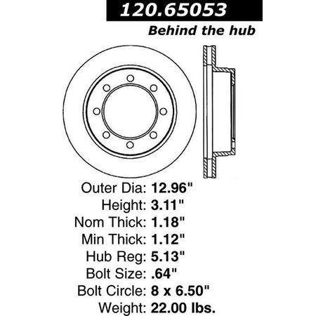 Centric Parts Premium Brake Rotor, 120.65053 120.65053 | Zoro
